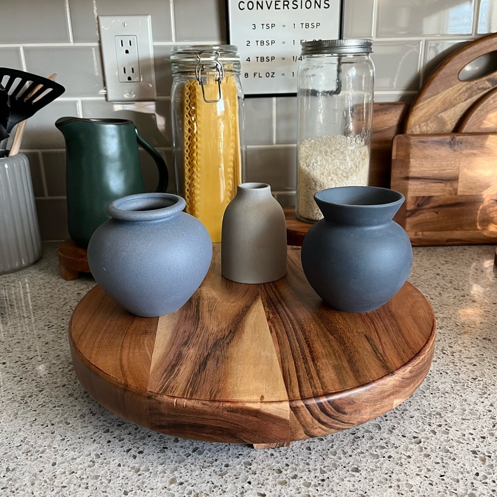 Hearth and Hand 3ct Assorted Ceramic Vase Trio- Blue